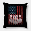 Vintage American Flag Bowling Pin Classic Bowler T Throw Pillow Official Bowling Merch