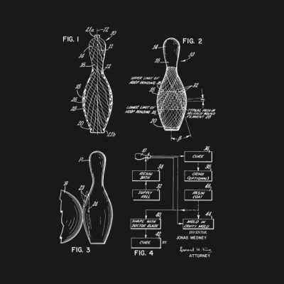 Bowling Pin Vintage Patent Hand Drawing Tank Top Official Bowling Merch