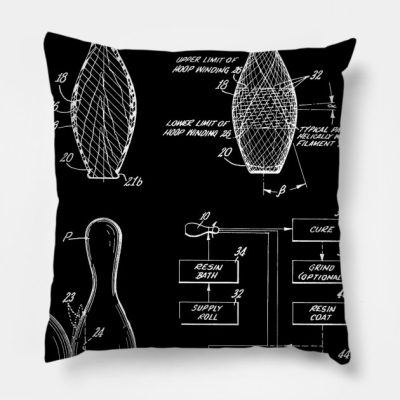 Bowling Pin Vintage Patent Hand Drawing Throw Pillow Official Bowling Merch