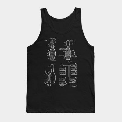 Bowling Pin Vintage Patent Hand Drawing Tank Top Official Bowling Merch