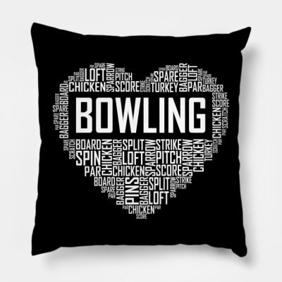 Bowling Heart Throw Pillow Official Bowling Merch