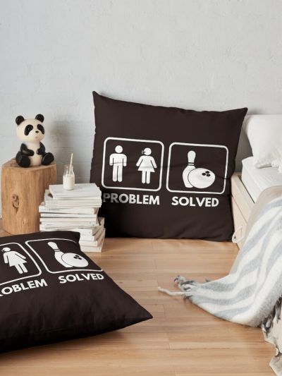 Bowling Problem Solved, Funny Bowling, Bowling Throw Pillow Official Bowling Merch