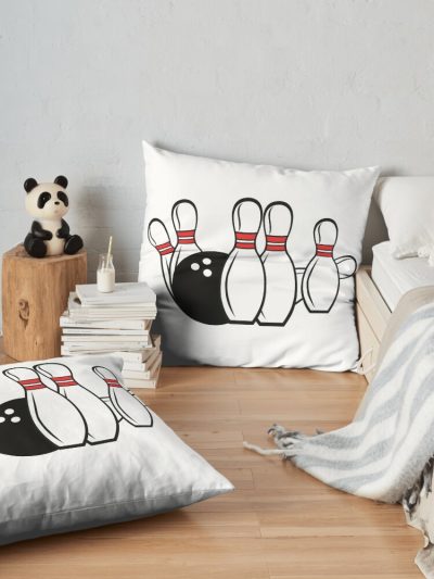 Bowling Ball And Pins Throw Pillow Official Bowling Merch