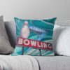 Historic Madison Bowling Alley Sign Throw Pillow Official Bowling Merch