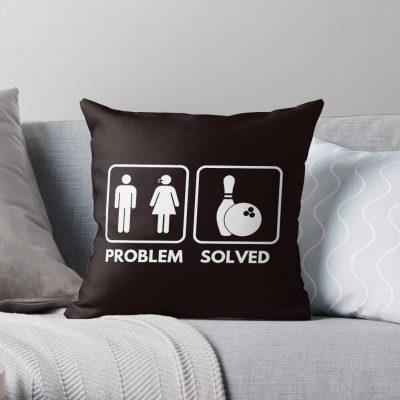 Bowling Problem Solved, Funny Bowling, Bowling Throw Pillow Official Bowling Merch