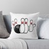 Bowling Ball And Pins Throw Pillow Official Bowling Merch