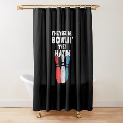 Funny Bowling Gift  For Men Women Or Dad Shower Curtain Official Bowling Merch