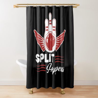 Bowling - Split Happens Bowling Shower Curtain Official Bowling Merch