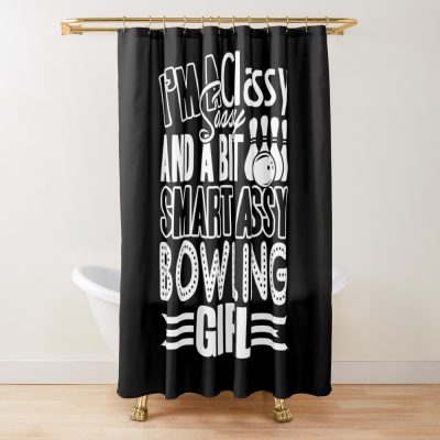 Bowling - Sassy Bowling Girl Shower Curtain Official Bowling Merch