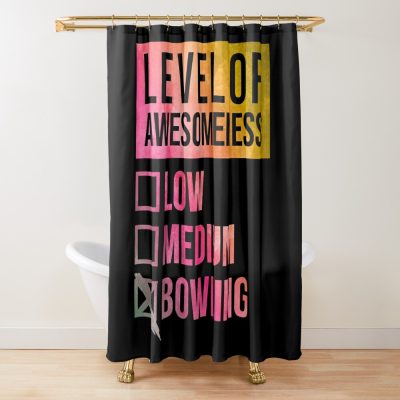 Level Of Bowling In Watercolor Shower Curtain Official Bowling Merch