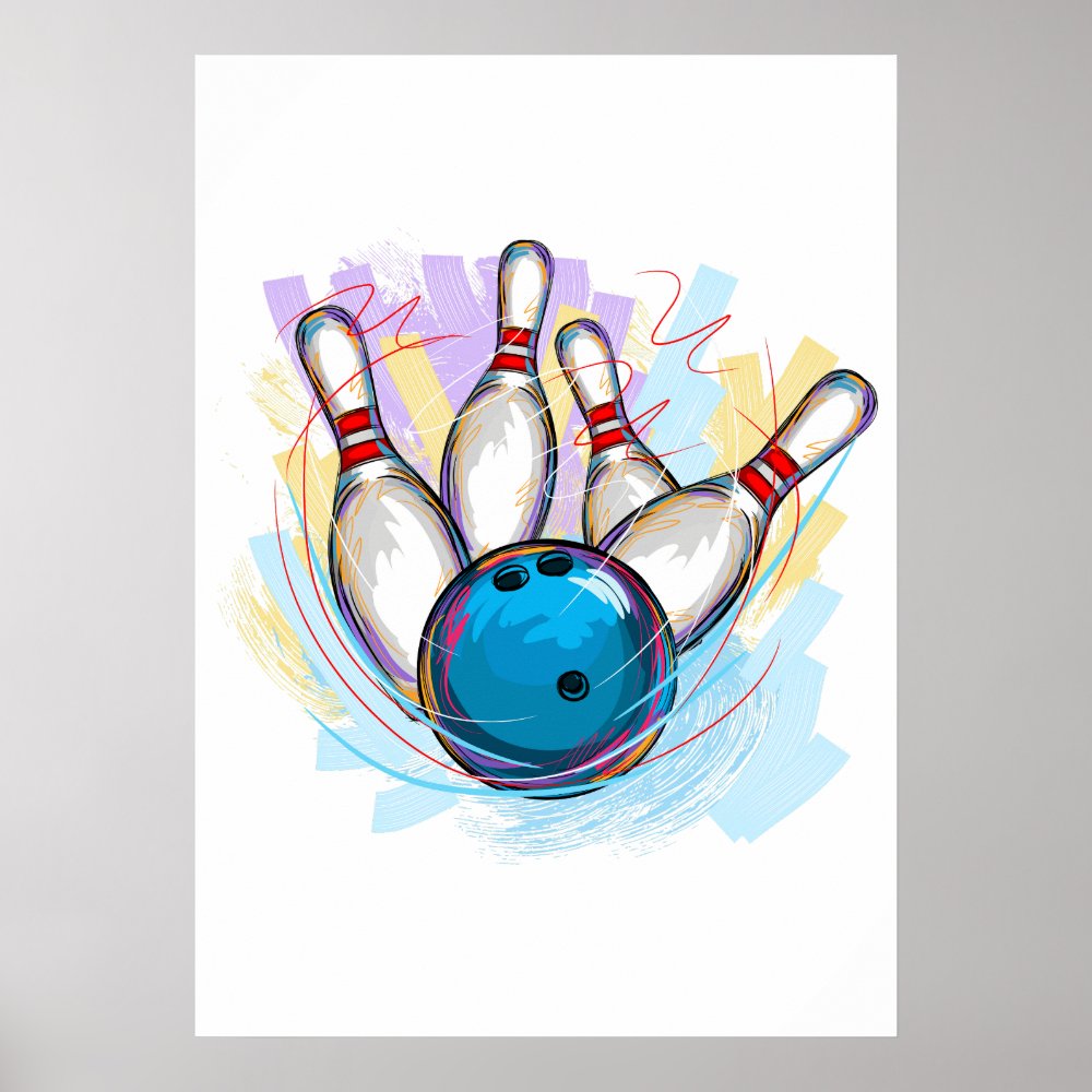 digitally painted bowling design poster r7c12423ba59b427098adb22e7f361718 kmk 8byvr 1000 - Bowling Gifts