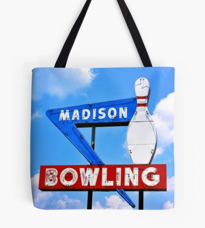 Vintage Neon Bowl Sign With Bowling Pin Tote Bag Official Cow Anime Merch