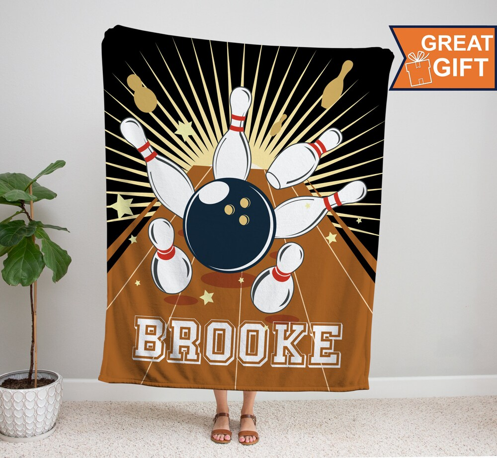 Personalized Bowling Blanket with name Bowling Throw Blanket