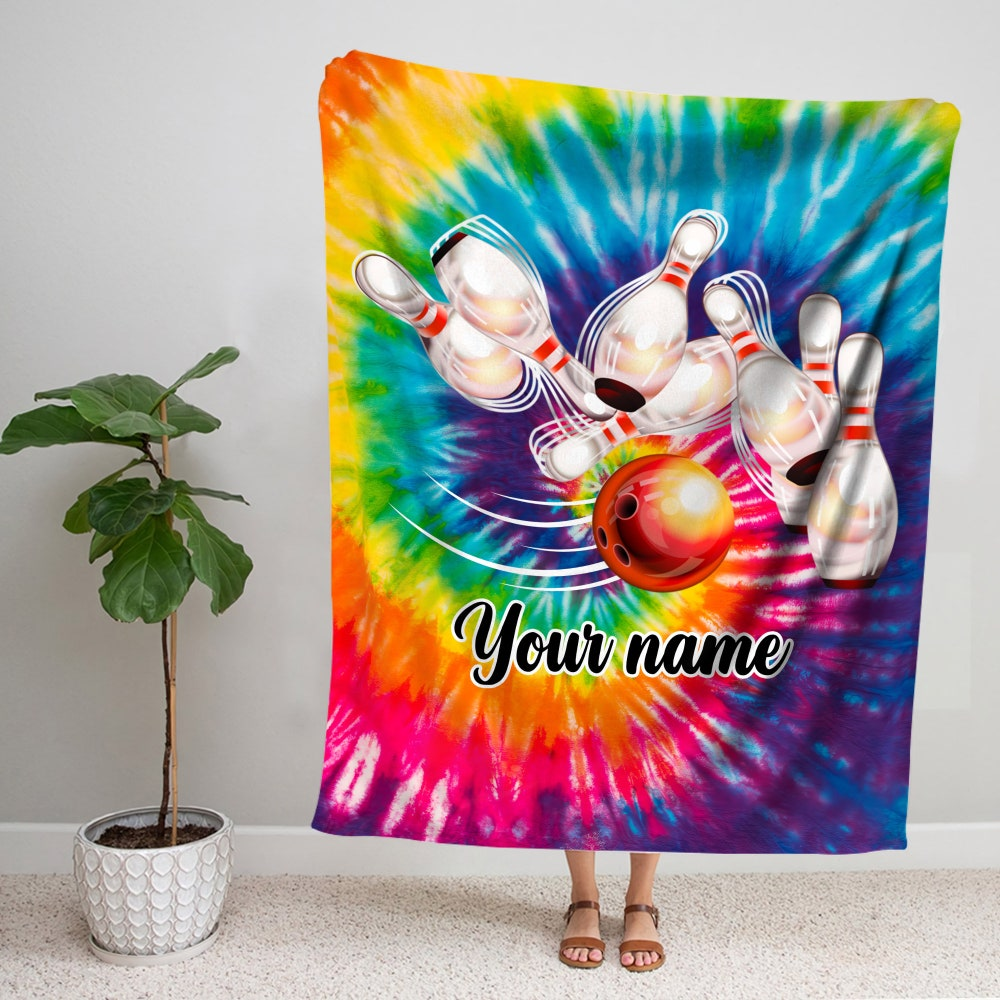 Custom Baseball Bowling Tie Dye Blanket