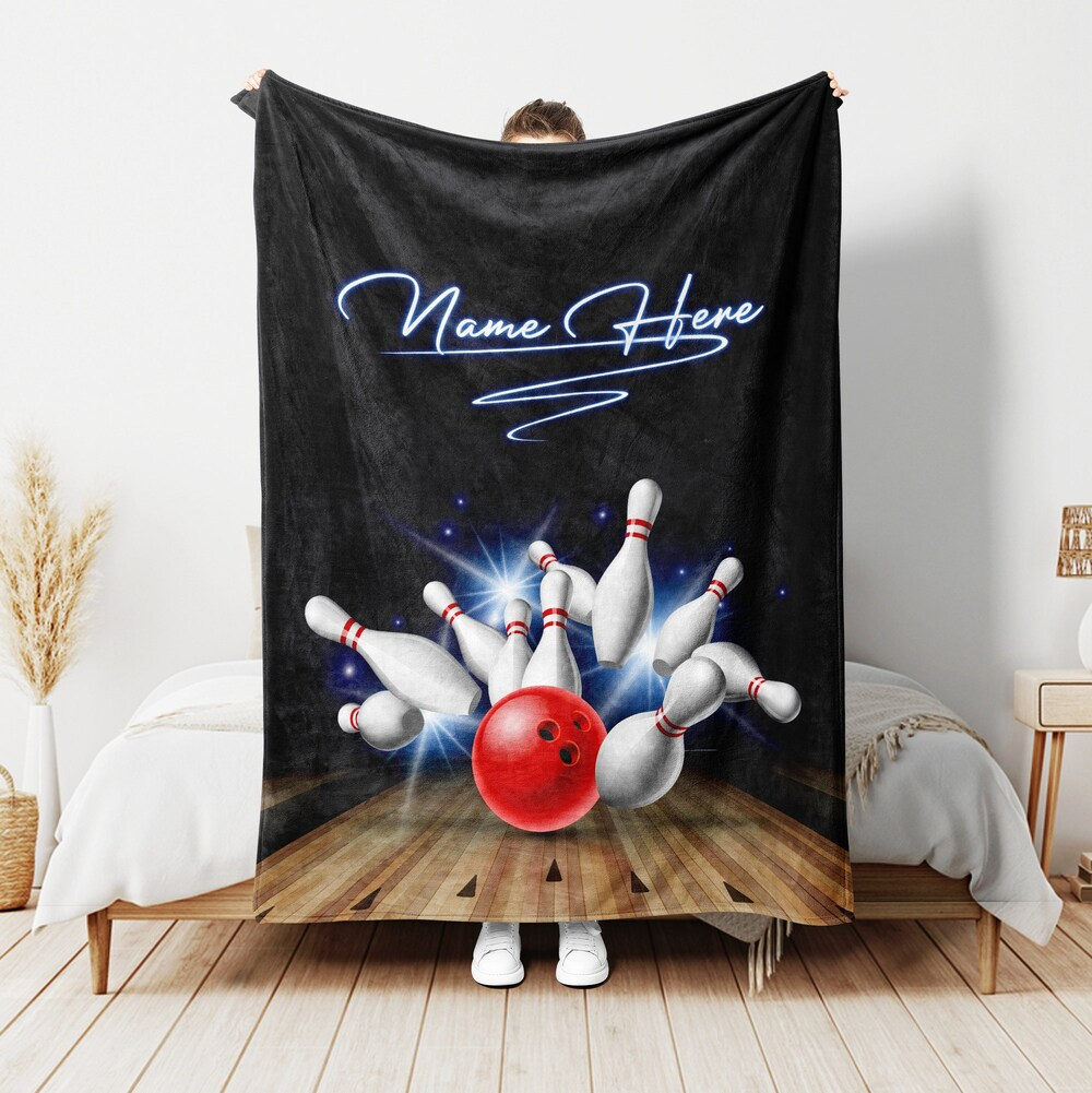 Personalized Bowling Blanket Bowling Ball Blanket Custom Name Throw Blankets